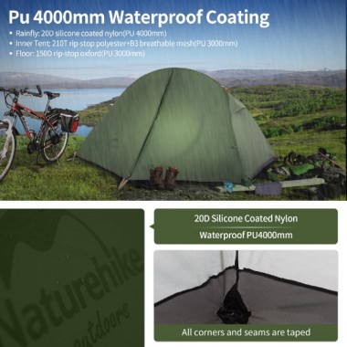 Палатка NATUREHIKE Cycling Ultralight, 1 местная, зеленая